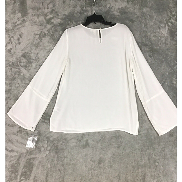 Treasure & Bond Women Size Small Top Pullover Sheer Ivory Bell Sleeves Slit Side - Picture 13 of 16